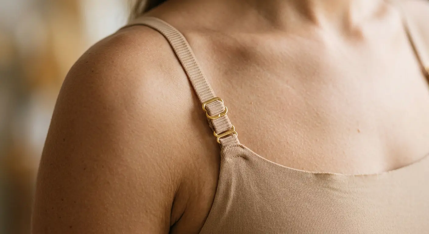 Detalle tirantes ajustables con hebilla dorada